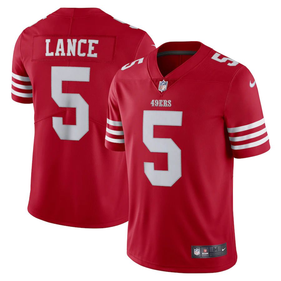 Men San Francisco 49ers 5 Trey Lance Nike Scarlet Vapor Limited NFL Jersey